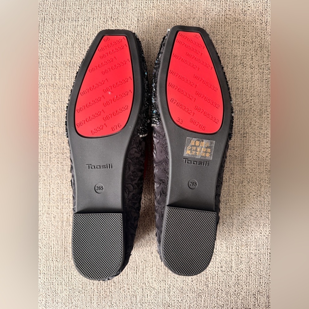 Women’s Black and Blue Beaded Flats - Picture 9 of 9